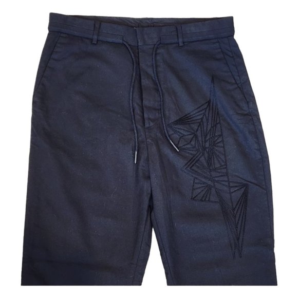 NEW Men's Designer Antony Morato Black Trousers w/Geometric Embroidery Size: 34 - Picture 3 of 9